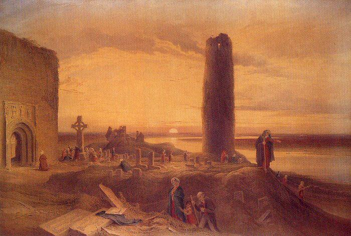 Petrie, George The Last Circuit of Pilgrims at Clonmacnoise Sweden oil painting art